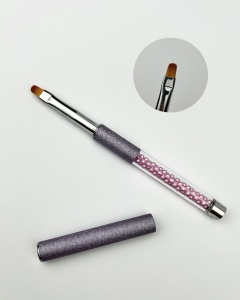 Кисть овал №6 с колпачком, ручка жемчуг (розовая)