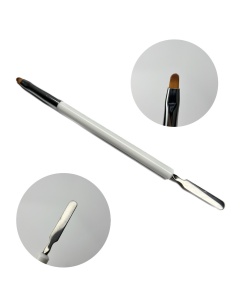 Кисть для полигеля Овал 4 белая с шпателем