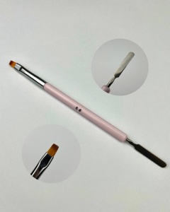 Кисть для полигеля Прямая 6 розовая с шпателем