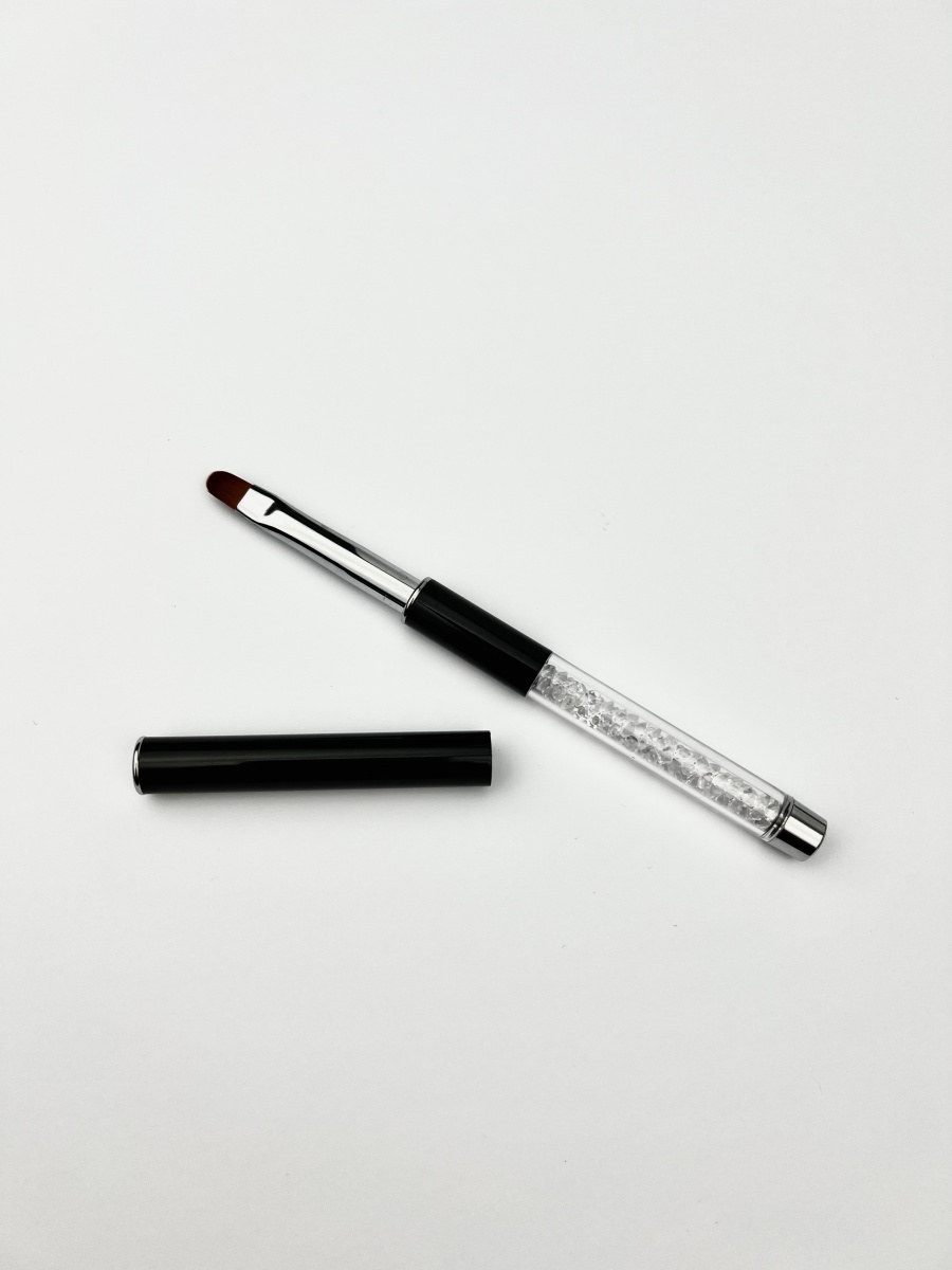 Кисть овал №8 Черная ручка, стразы 3