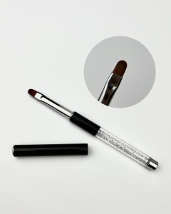 Кисть овал №8 Черная ручка, стразы