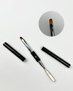 Кисть для геля и полигеля с лопаточкой (черная)