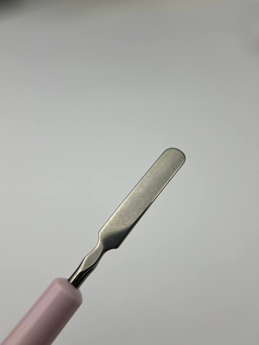 Кисть для полигеля Прямая 6 розовая с шпателем2