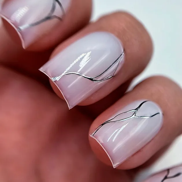 Гель-краска Liquid Steel серебро с зеркальным эффектом