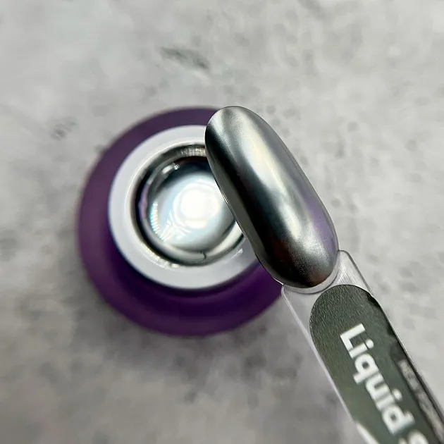 Гель-краска Liquid Steel серебро с зеркальным эффектом.2